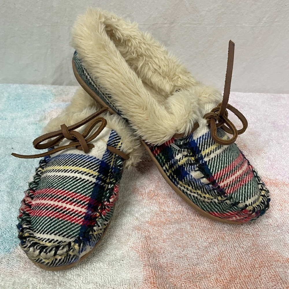 J. Crew plaid slippers